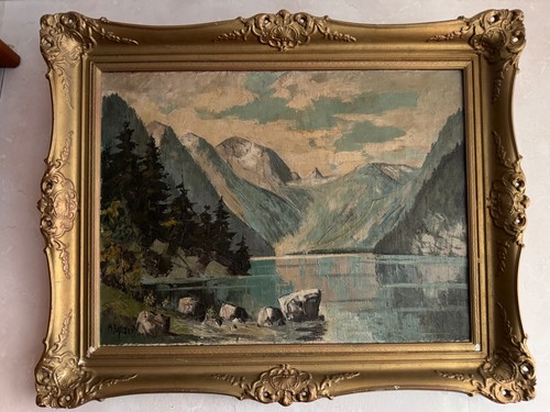 ölgemälde bergsee mit - Ölgemälde,