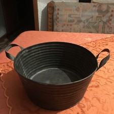 Metallwanne Wanne Pflanzkübel Pflanzwanne mit 2 Griffen, Korb, Schwarz, Schüssel