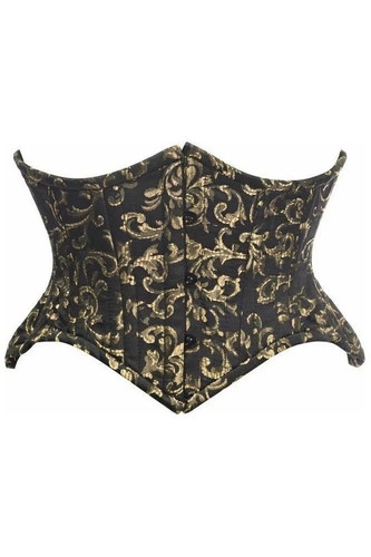 Black gold brocade mini - &,