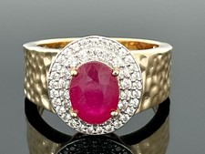 RING GR.18 (CA.56) 925/-SILBER VERGOLDET MIT SAMBIA RUBIN & ZIRKON SCHMUCKJAGD