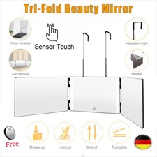 360Grad Spiegel 3Wege Trifold Spiegel Klappspiegel Mit LED Licht Kosmetikspiegel