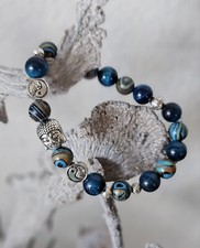 Edelstein-Armband mit Buddha und Yin/Yang Azurit-Malachit, Sodalith Naturstein