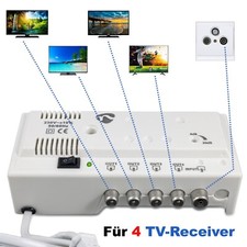 TV Signalverstärker 20dB 4-fach DVB-C T2 Weiche Kabelfernsehen Verstärkung HD 4K