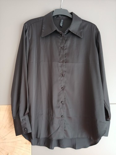 Satin bluse schwarz - bluse,