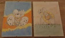 2 süße "Diddl Maus-Bilder" mit Bilderrahmen selbstgemalt