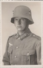 Foto, Wehrmacht, Portrait, Soldat mit Hörnerhelm, Regiment 2 (MJ-45)1025