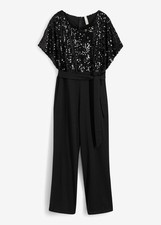 Party-Overall mit Pailletten im Oberteil Gr. 36/38 Schwarz Damen Jumsuit Neu