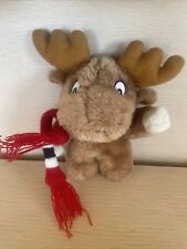 Kleiner Elch mit rotem Schal - hellbraun - Stofftier - Kuscheltier