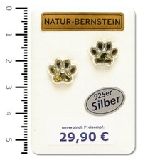 Natur Bernstein Ohrstecker 'Pfote' grün modern 90563g