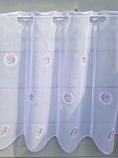 Scheibengardine Landhaus Shabby Chic Stickerei Rosa Blumenmedaillon 45 H ab 1 Me