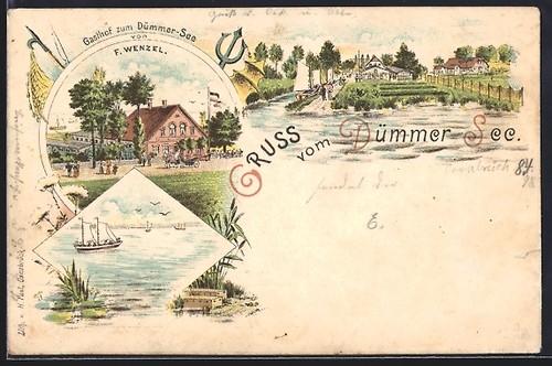 Lithographie hüde diepholz - hüde, /diepholz