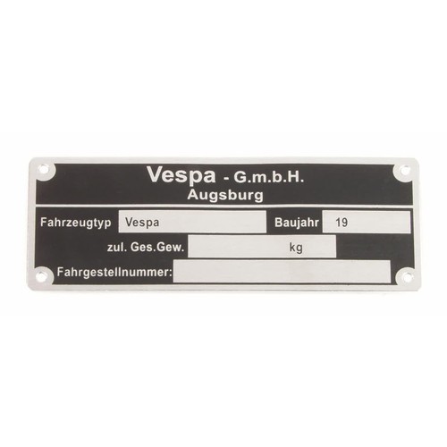 Typenschild für vespa gmbh - typenschild,