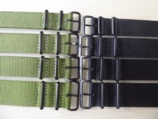 Natoband  Nylon   18, 20, 22, 24 mm  schwarze Dornschließe   olive o. schwarz