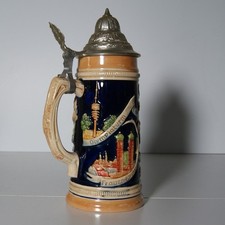 Bierkrug zur Olympiade 1972 in München - Keramik mit Zinnmontage