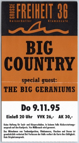 Big country ticket - 1995, tour