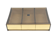 Kassettenbox Schubladen 3 x 12 Kassetten Kunststoff Vintage Transparent