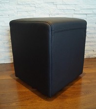 Schwarz Echtleder Hocker 40x40 x H-45 Sitzhocker Rindsleder Sitzwürfel Würfel