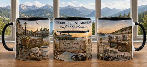 Usedom souvenir tasse schwarz - tasse,