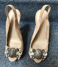 Schicke Damen-High Heels, Schuhe, Pumps, Sandale, Schmucksteine, Beige, Größe 36