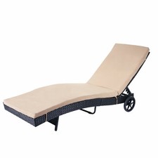 B-Ware Sonnenliege MCW-D80, Gartenliege, Poly-Rattan, anthrazit, Kissen beige