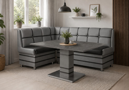 Eckbank lang grau schwarz