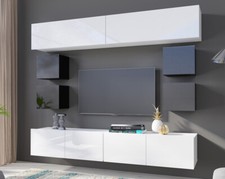 Wohnwand Amanda VIII Anbauwand Mediawand Moderne Schrankwand Hochglanz TOP