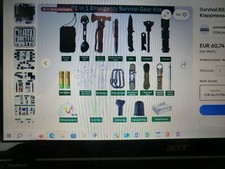 Survival Kit, Professionelles Notfall Survival Kit mit Klappmesser, Camping Neu 