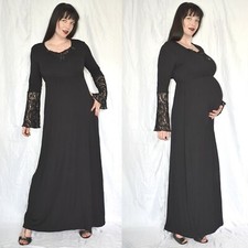 weiches Gothic Umstandskleid Spitzen Flügelärmel* S * Schwangerschaft Maxikleid