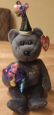 Ty Beanie Babies 2006, der New Year Teddy in Dunkelgrau Jahreswechsel, Silvester