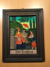 4 alte Hinterglasbilder