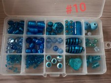 Perlen Sortiment Glasperlen Oval Rund Zylindrisch Eckig Herz Türkis Blau Aqua