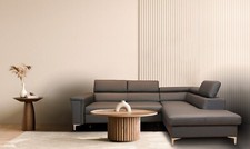 Graues Echtleder Ecksofa Roma