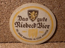 alter DDR Bierdeckel 100 Jahre Riebeck Brauerei Gera +1994 Thü. aus Sammlung 