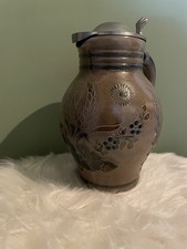 Steinkrug Bembel Henrichs-Klauer Salzglasur Handarbeit Weinkrug Zinndeckel Vase