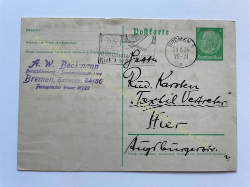 Postkarte 1936 reklame w - 1936, a.