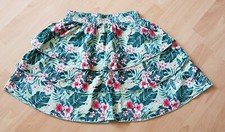 Aiki Keylook Gr XS Faltenrock Stufenrock Grün Pink Bunt Luftig Sommer Rock Blume