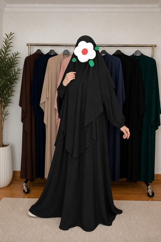 Khimar mit abaya viskosekrepp - mit,