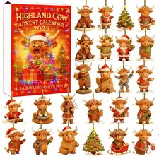 2025 Lustig Highland Kuh Adventskalender 24-Tage Weihnachten Countdown Blind Box