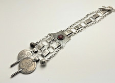 Antik Chatelaine Uhrenzipfel Dänemark 1/6 Rigsdaler 1808 Silber um 1840 Nr. 350