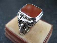 Ring Silber 935 Siegelring von ca. 1910 groß und schön mit Karneol Edelstein