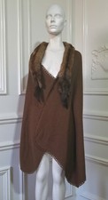 Vintage braun Strick Cape echt