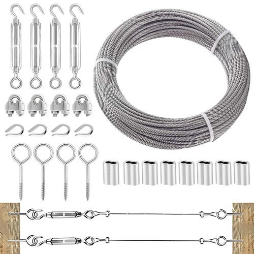 15m edelstahl drahtseil set - edelstahl,