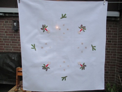 Weihnachtsdecke handgestickt - weihnachtsdecke,,