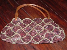 Tasche - Damen-Handtasche markenlos - weinrot / braun Kunststoff ca. 40 x 22 cm