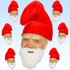 7 x Zwergenmütze rot + Bart