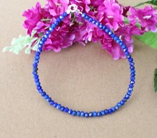 2x3 mm Lapislazuli  Edelstein Armband, Facettiert, 20-21 cm, Silber ( Lapis -38)
