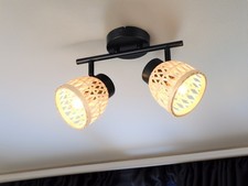 Deckenstrahler Korblampe Deckenlampe skandinavisch über Couchtisch, Bett & Sofa