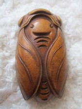 Antike alte Asiatische Holzskulptur Schnitzerei Käfer 70mm x 39 x 21mm