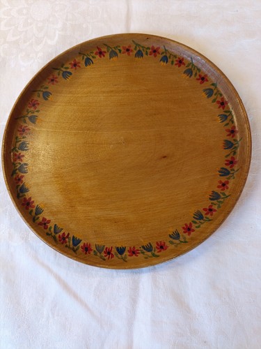 Vintage bemalter holzteller - -,
