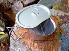 US Feldflaschenbecher Edelstahl Klappgriffe Canteen Cup plus Deckel Kochgeschirr